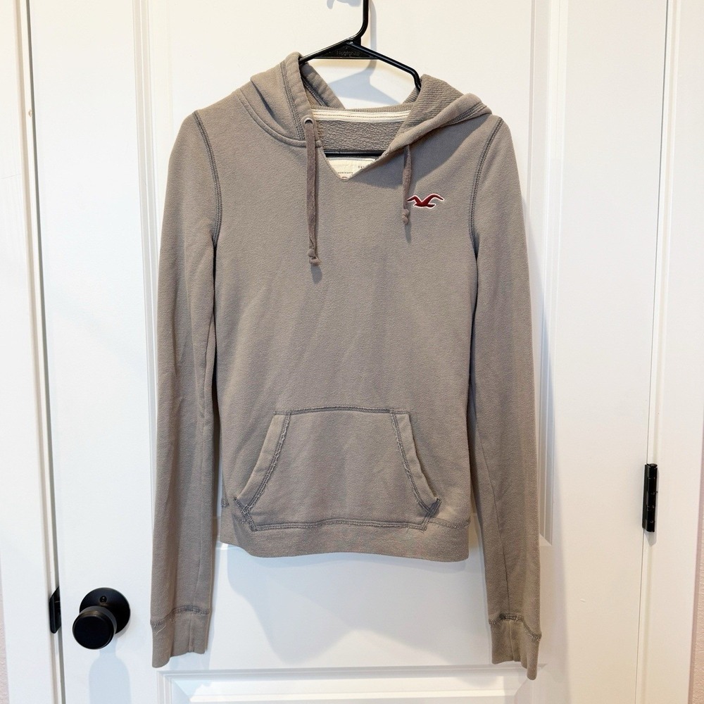Vintage Hollister Womens Y2K Gray Pullover Hoodie Small Grunge Streetwear 90s